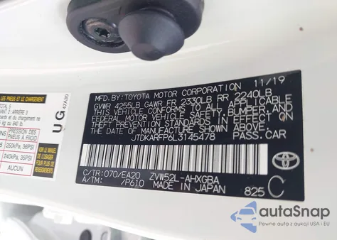 2020 Toyota Prius Prime Xle z USA, uszkodzony, nr VIN JTDKARFP6L3145478